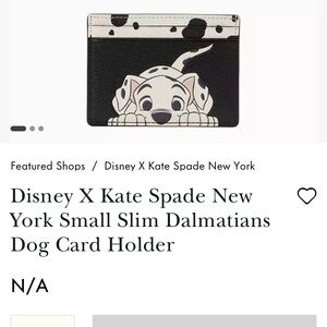 ‼️NWT‼️Disney X Kate Spade New York Dalmations Small Slim Card Holder